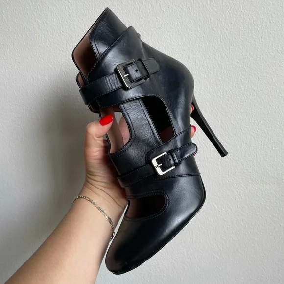 Laurence Dacade Black Leather Biker Bootie Heels - Picture 3 of 14